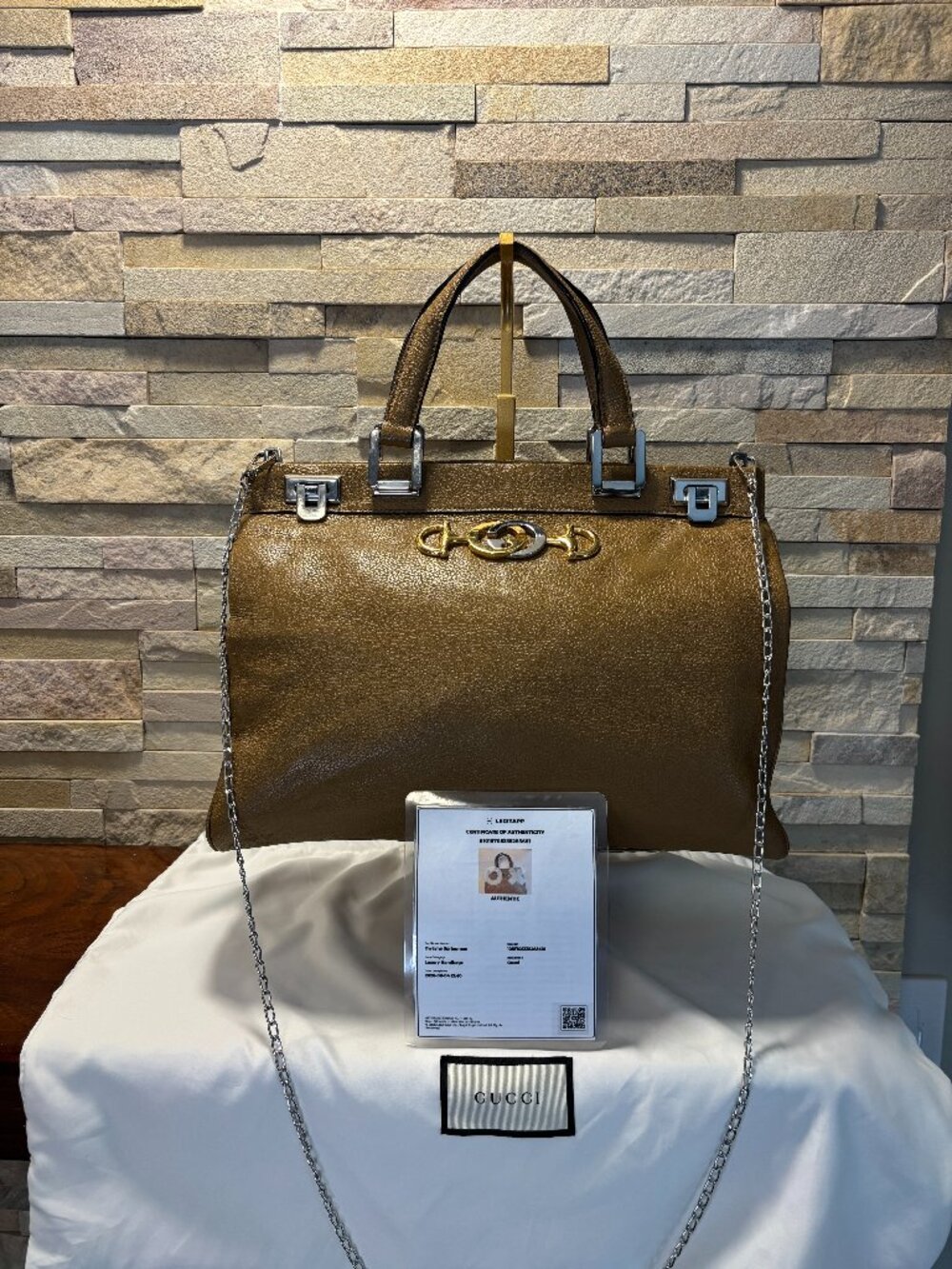 Gucci Zumi Medium Grainy Leather Top Handle Bag - Taupe/Brown